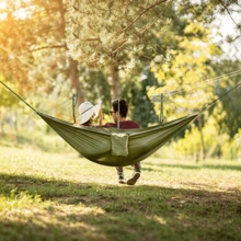 Portable Camping Hammock With Mosquito Net, Lightweight Nylon Parachute Fabric Hammock, Includes 10ft Tree Hanging Straps, Suitable For Hiking, Backpacking, Beach, Backyard, Forest - A - View 8