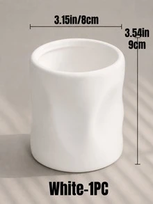 Asymmetrical Pleated Texture Toothbrush Holder, Minimalist Cream Style Bathroom Countertop Toothpaste & Toothbrush Storage Cup, Simple Home Sink Bathroom Decor Organizer Rack - Multicolor - View 10