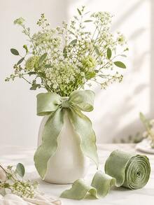 4cm Matcha Green Ruffle Trim Silk Ribbon, High-End Elastic Gathered Edge, Handmade Gift Packaging, Birthday Party Packaging, Bows, Cake Packaging DIY, Bouquets, Graduation Party, Ribbon - Multicolor - View 3
