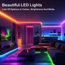 Tira de luz LED autoadhesiva con 44 teclas de control remoto inteligente + sincronización de música a través de aplicación, 6 modos DIY para ajuste de color con temporizador, tira de luz inteligente RGB, adecuada para dormitorio, sala de estar y decoración de fiestas. - luz policromática - Ver 7