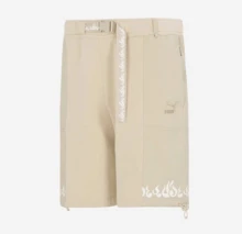 Puma 男士夏季拼色印花運動百慕達短褲附腰帶，直筒運動短褲 62192488 - 烤杏仁色 - 查看 1