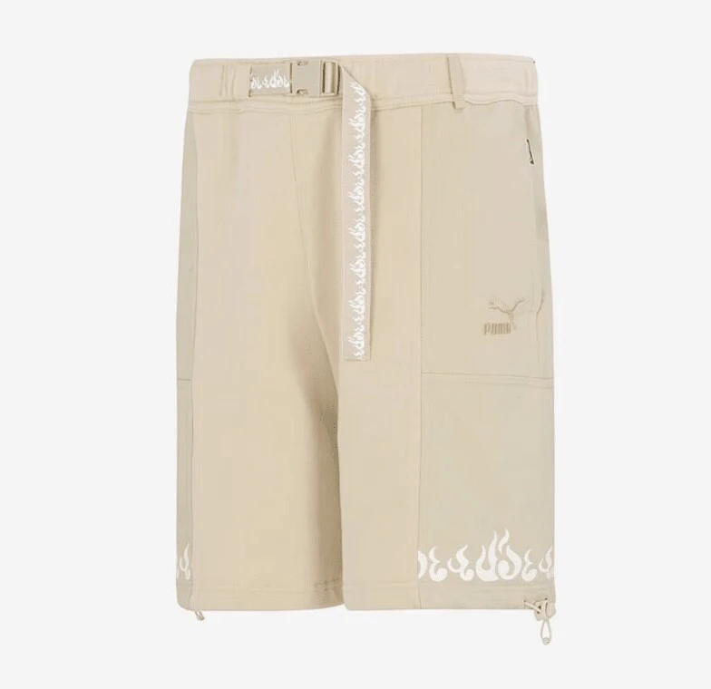 Puma 男士夏季拼色印花運動百慕達短褲附腰帶,直筒運動短褲 62192488 - 烤杏仁色 - 查看 1