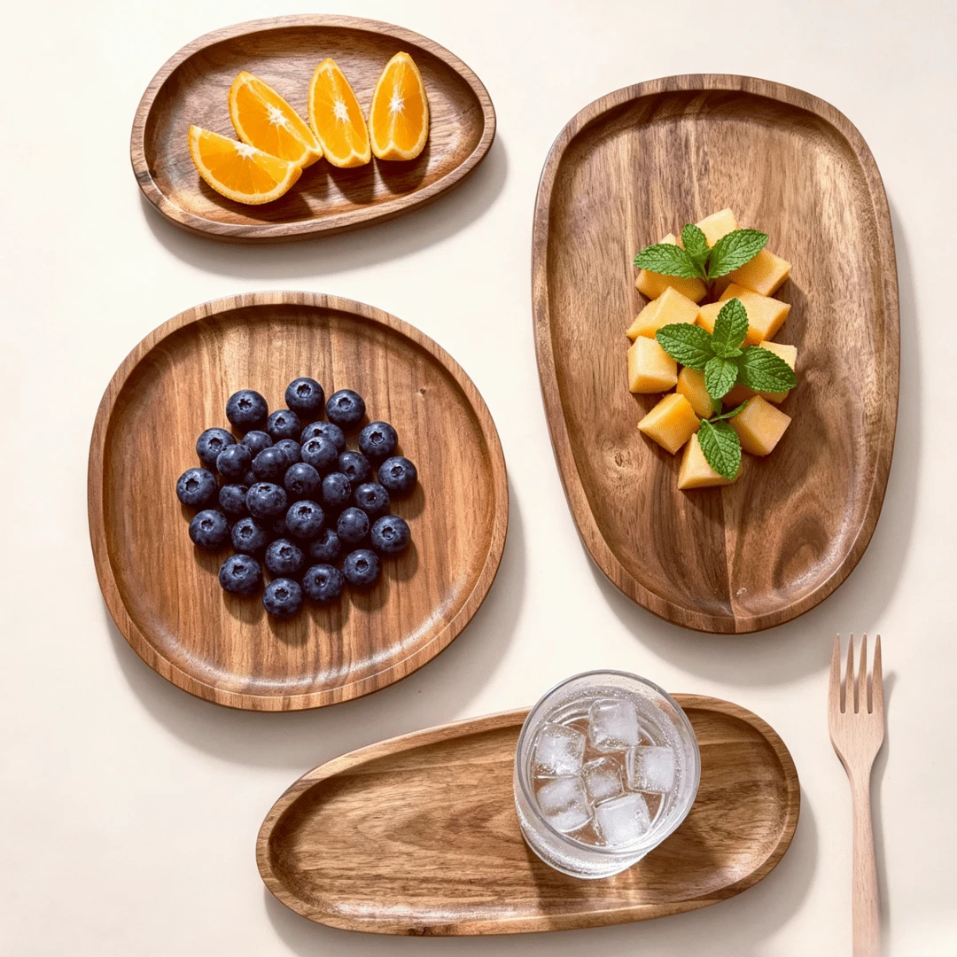 Asymmetrical Acacia Wood Tray, Multi-Functional Rustic Style Snack Tray, Appetizer Platter, Charcuterie Board, Serving Dish, Suitable For Kitchen Countertop, Coffee Table And Home Display, Used For Snacks, Desserts And Fruits - Perfect Choice For Home Decor And Gifts - View 1