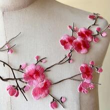 1pc Plum Blossom Embroidered Patch, Clothing Adhesive Patch, Garment Decoration Accessory, Pink Plum Blossom Fabric Patch, Exquisite Embroidered Decorative Patch, Suitable For Clothes, Bags, Handbags, Performance Costumes, Home Decor, With Heat-Activated Adhesive Backing, Iron-On Patch - One Size - View 3
