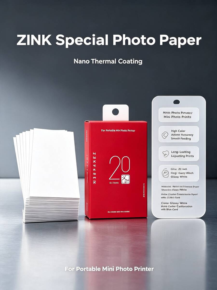 HPRT MT53 Mini 3-Inch Adhesive Photo Paper | Inkless Printing Technology | Scrapbook Collage/Phone Case Decoration/Gift Message Sticker | Pocket Size Portable | Create Exclusive Instant Photo Style - View 1