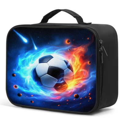 Soccer Series Element Print Theme Lunch Bag, Insulated Soft Lunch Bag, Back To School Lunch Bag, Lunch Box, Non-Food Contact, Reusable Insulated Portable Lunch Box, Unisex