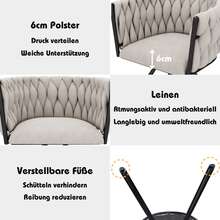 Set Of 2 Dining Chair Linen Black Beige For Kitchen And Dining Room - 黑色 - 查看 7