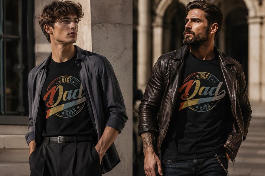 Retro Vintage "Best Dad In The World" T-Shirt Father's Day Gift For Men And Women - 黑色 - 查看 1