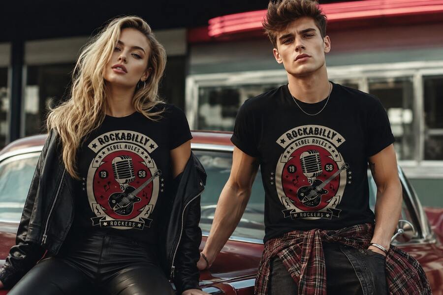 Ropa Rockabilly para Hombre, Camiseta Rocker Retro de los Años 50 Unisex, Camiseta para el Día de la Madre, Camiseta Gráfica de Regalo "Mejor Mamá del Mundo" - Negro - Ver 1
