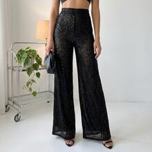 New European And American Style Women's Fashion Slim-Fit Casual Straight-Leg Pants With Colorful Sequins, Direct  On Halloween Costume Women - Grey Stock - View 8