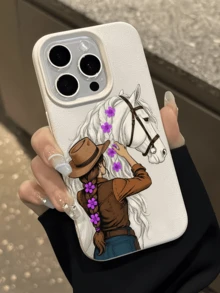 1件 白色馬個性化極簡全包覆 TPU 防震手機殼，適用於 Apple 18 17 16 15 14 13 12 11 Pro Max Air 及系列 - 彩色 - 查看 4
