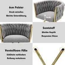 Set Of 4 Dining Chair Space Grey Gold Velvet - 灰色 - 查看 7