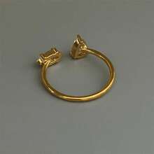 VKHK 1pc Luxury 18K Gold Plated Stainless Steel Zirconia Decorated Single Ring Suitable For Women's Daily And Wedding Wear Gift - Yellow Gold - View 6
