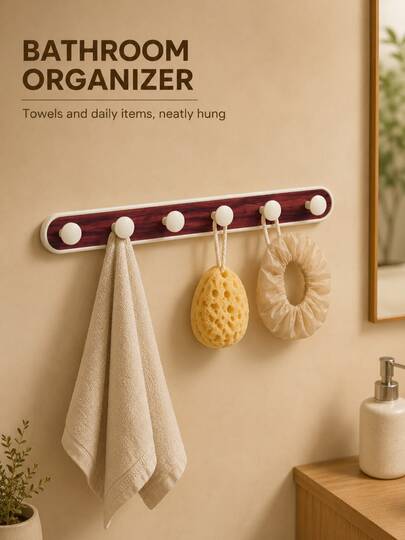 Wall-Mounted Multi-Function Hook Storage Rack, Suitable For Clothes, Towels, Bags And Daily Items, Easy Installation, Space-Saving Entryway/Bathroom/Bedroom Storage Rack, Practical Home Wall Storage Decor