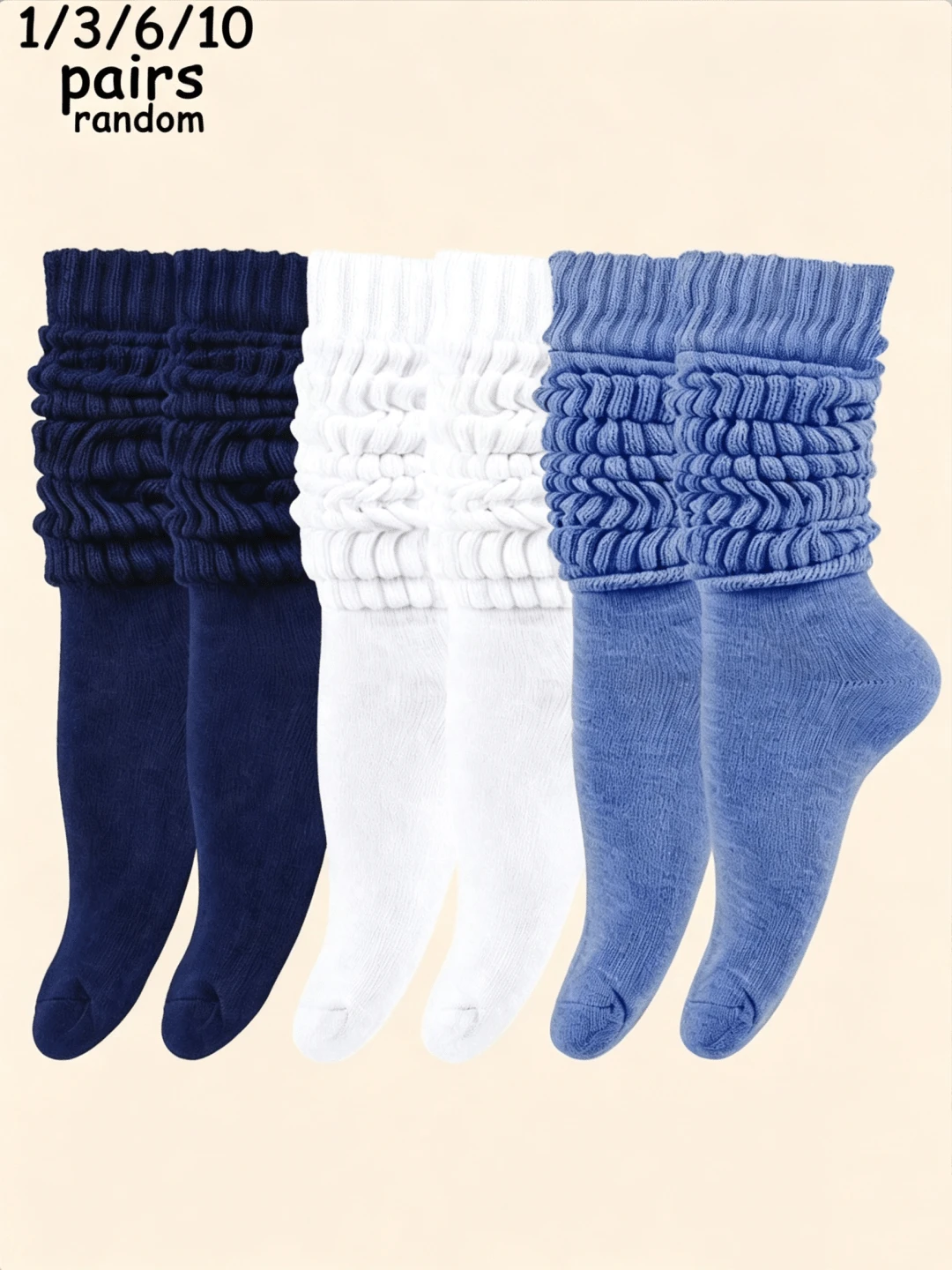 1/3/6/10 Pairs Unisex Multi-Color Knitted Mid-Calf Socks, Soft Slouch Socks For Autumn/Winter, European And American Casual Daily Wear - Multicolor - View 1