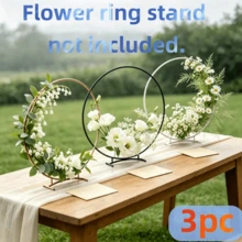 3pcs Metal Floral Hoop Stands, 30cm Round Wreath Centerpiece Frame With Base, Gold/Black/White 3-Color Circular Flower Holder, DIY Floral Display Rack, Suitable For Wedding Table Decor, Bridal Shower, Birthday Party, Banquet And Home Dining Table Decoration (Artificial Flowers Not Included) - 3pcs - View 3
