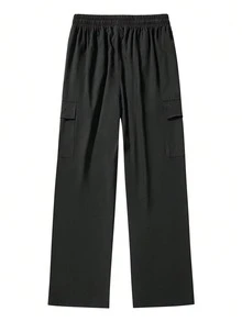 2pcs Men's Multi-Functional Cargo Pants, Elastic Waist Drawstring Multi-Pocket Casual Straight Leg Long Pants - Multicolor - View 7