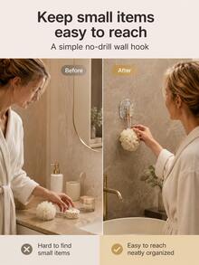 Drill-Free Self-Adhesive Bathroom Wall Hook Modern Wall-Mounted Storage Rack, Glacier Texture, No Drilling Installation, Suitable For Kitchen And Bathroom, Bathroom Hook, Kitchen Storage, Easy To Install, Can Be Used For Halloween Decoration - Multicolor - View 3
