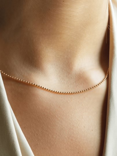1 peça colar de corrente com contas em aço inoxidável dourado e prateado, à prova de água, colar de moda para uso diário feminino & sobreposição, festa e praia