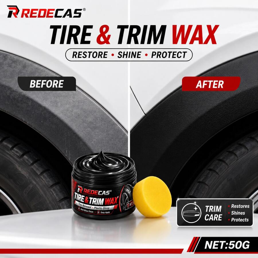 Tire Plastic Leather Polishing Wax, Multi-Surface Repair And Gloss Restoration Car Care Agent - 1pc+sponge - View 1