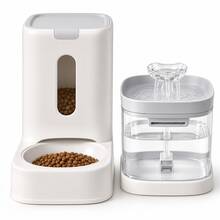 3.6L Automatic Food Dispenser + 1.8L Circulating Water Fountain 2-In-1 Automatic Pet Feeder And Water Dispenser Set For Cats And Small Dogs, Indoor Use - Light Gray - View 12