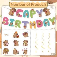 1 Set Capybara Birthday Party Decorations - Pink Capybara Birthday Party Banner Hanging Decor, Cute Animal Theme Decoration Supplies, Suitable For Capybara Lovers - Multicolor - View 8