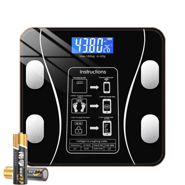 [Kit Fitness] Balança USB + Aplicativo de Treinamento Personalizado | Acompanhamento de Metas | 8 Análises de Dados Corporais (Percentual de Gordura Corporal, Conteúdo de Água, IMC), Bluetooth 5.3, Versão com Bateria ou Recarregável (Enviada Aleatoriamente), Precisão de 0,01 kg