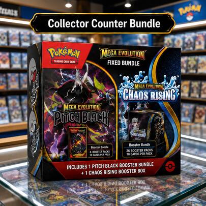 pokemon Paquete de Impulso Pokémon TCG Mega Evolución Negro Azabache y Caja de Impulso Caos Creciente 6 Paquetes y 36 Paquetes para Coleccionar y Regalos