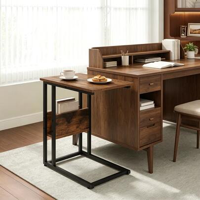 C-Form Design Sofatisch,Kleiner Couchtisch,Schmaler Beistelltisch,Laptoptisch(Nur Mit Tisch)