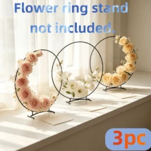 3pcs Metal Floral Hoop Stands, 30cm Round Wreath Centerpiece Frame With Base, Gold/Black/White 3-Color Circular Flower Holder, DIY Floral Display Rack, Suitable For Wedding Table Decor, Bridal Shower, Birthday Party, Banquet And Home Dining Table Decoration (Artificial Flowers Not Included) - 3pcs - View 12