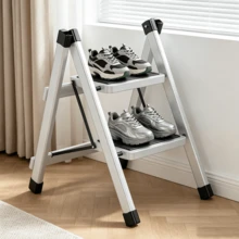 Portable 2 Step Ladder Lightweight Folding Step Stool Anti Slip Pedal Heavy Duty - White - View 2