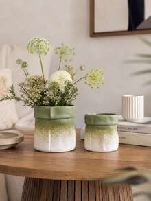1 pieza Bolsa de jarrón con flores plisadas de lujo, adecuada para la decoración de la sala de estar con estilo Ins, jarrón multifuncional para flores secas y frescas, decoración del hogar S6ST - Bolsa de tela degradada negra - Ver 8