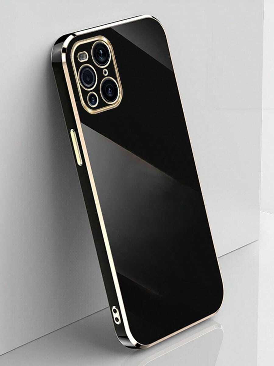 MewTrek 奢華電鍍手機殼，新款時尚矽膠防震軟殼，相容 iPhone / Galaxy Hot Reno Honor - 黑色 - 查看 1