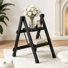 Portable 2 Step Ladder Lightweight Folding Step Stool Anti Slip Pedal Heavy Duty - Black - View 7