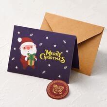 5PCS Christmas Greeting Card Set With Kraft Envelope And Sealing Sticker, 6 Cute Xmas Designs, Perfect For Holiday Wishes, Gift Giving, Family Friends Blessing, Ideal For Christmas Party, Daily Message Writing And Festival Present Decoration - Multiple Styles - View 3