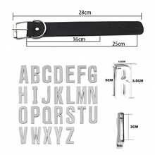 彩色龐克客製化姓名字母手鍊 寬版PU皮革手環 DIY個性化姓名文字手飾 - 彩色 - 查看 6