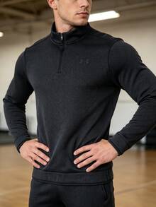 Under Armour Men's Sports T-Shirt & Tank Top UA M Sweater Fleece QZ Half-Zip Stand Collar Long Sleeve Athletic Top 6003722-001 - Black - View 3