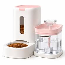 2-In-1 Automatic Pet Feeder And Water Dispenser Set, With Large-Capacity Gravity Dog Food And Water Dispenser, Suitable For Small Dogs, Puppies, And Cats, Easy-To-Clean Pet Product, Perfect For Home Use And Short Trips, Christmas Gift - Light Pink - View 10