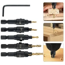 Set Mata Bor Countersink HSS 12 buah, 6mm-19mm, dengan Shank Hex 1/4", Penggantian Cepat, Kompatibel dengan Perkakas Listrik, untuk Membuat Chamfer pada Kayu, Plastik, dan Logam Lunak dalam Proyek Perakitan dan Pengolahan di Rumah - 6+6 mata bor - View 3