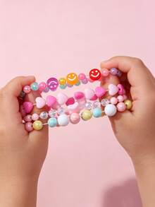 36-Piece Set Of Colorful Acrylic Children's Bead Bracelets And Jewelry, With A Gift Box Included. The Colored Beads Are Randomly Assorted. - Multicolor - View 8