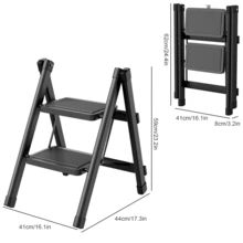 Portable 2 Step Ladder Lightweight Folding Step Stool Anti Slip Pedal Heavy Duty - Black - View 8
