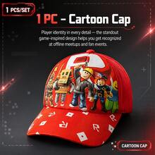 Roblox 1pc Adjustable UV Protection Baseball Cap, Gaming Style Sun Hat, Unisex, Outdoor Sports, Beach, Party Supplies, Gothic Style, Travel, Cosplay, Streetwear, Gamer Gift, Room Decor, Home Decor - Roblo Boy Hat B - View 9