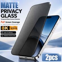 2PCS Matte Privacy Tempered Glass Screen Protector For IPhone 17 Pro Max/16 Pro Max/16 Plus/15 Pro/15 Pro Max/14/13/12/11 Series, 9H Anti-Spy Frosted Glass Shield, Full Coverage Privacy Film, Soft Matte Anti-Glare Surface, HD Clear Visual Display, Fingerprint Resistant Coating, Scratch Protection Layer, Smooth Touch Feel, Case Compatible Slim Design - Black - View 25