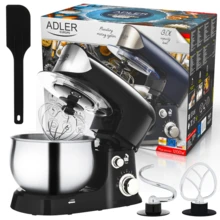 Planetary Mixer ADLER AD 4226B 1200W, Electric Stand Food Mixer With 3L Inox Stainless Steel Bowl, 6 Speed Control, Pulse Function, Dough Kneading Hook, Mixing Beater, Egg Whisk, Splash Guard, Overload Protection And Suction Feet - EU E Type Plug(220-240V) - View 1