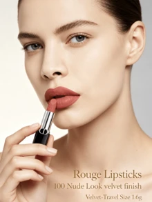 [Trave Size-1.5g]Authentic Dior Rouge Dior Velvet Lipstick #100 Nude Look | Soft Matte Finish, 1.5g Travel Size | Cross-Border Ready For Global Shoppers - #100-1.5g - View 2