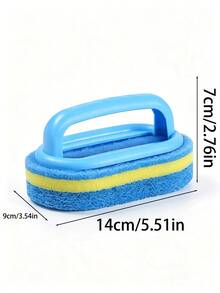 Ergonomic Handheld Sponge Brush, Dual-Color Design, Multi-Function Manual Cleaning Brush, Suitable For Bathtub, Kitchen, Bathroom, Can Clean Tiles, Cookware And Stains, Bathroom Accessories, Kitchen Accessories Cleaning - Sponge Scrubber With Handle - View 3