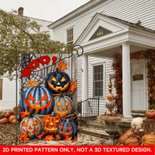 1 PC, 2D Flat/Garden Flag, Shadowy Design Pattern, 18x12 Inches (45x30cm), Fashionable 2D Pattern, Autumn Thanksgiving Halloween Garden Flag, Home Outdoor Yard Lawn Garden Holiday Decoration, Single-Sided Printing, Flag Pole Not Included - A - View 5