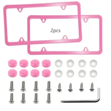2pcs Rhinestone License Plate Frame, Durable Stainless Steel Unobstructed Border Design, Embedded Multi-Faceted Sparkling Rhinestones, Comes With Matching Crystal Screw Caps, Unisex Shiny Car Decoration Accessories - 2-piece Set - View 12