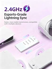 VR P10 Wireless Gaming Headset, Low Latency Bluetooth Earbuds, 2.4GHz + Bluetooth Dual-Mode Connection, Compatible With Switch/PS5/PS4/PC/VR, 30ms Ultra-Low Latency, Long Battery Life, White Gaming Headset - View 5