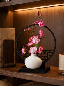 仿真盆栽花卉，模拟盆景装饰，中国新年梅花盆景，中式桌面屏风装饰，适用于餐桌、家居、办公桌装饰，中国新年礼物 - 彩色 - 查看 8